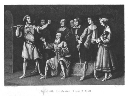 The smith threatening Leonard Holt because he will not obey the Lord Mayor's instructions