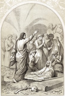 Jesus raising Lazarus from the tomb
