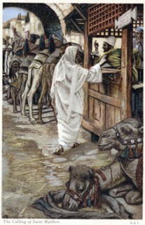 Christ calling Matthew, the tax collector to follow him
