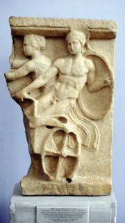 Greek warriors in a chariot
