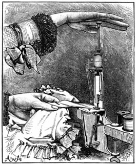 Lockstitch sewing machine, eight inches long x 2 inches wide, weighing only 8 oz, patented Berlin 1881