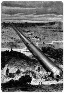 The giant cannon used to launch the space craft "Columbiad"