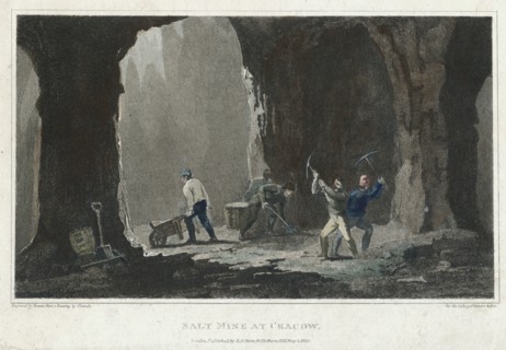 Rock Salt: Miners at work in salt mine near Cracow, Poland