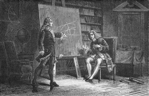 Jacques and Jean Bernoulli working on geometrical problems
