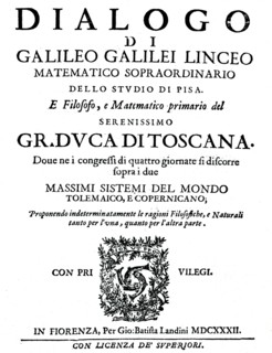 Title page of  Galileo "Dialogo sopra i due Massimi Sistemi del Mondo"