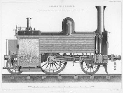 Longitudinal section of a typical British passenger steam locomotive