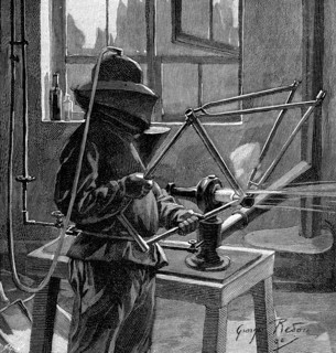 Sandblasting the joints of a bicycle frame