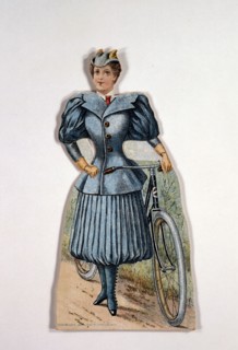 Display card showing ladies' cycling costume