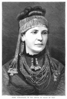Madame Schliemann wearing jewellery excavated by her husband at Mycenae