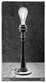 Edison's incandescent light globe in a table lamp fitting