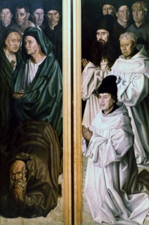 15th century Portuguese painting showing monks in prayer