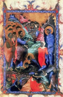 Jesus raising Lazarus after four days