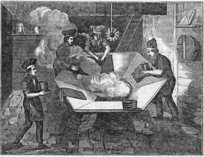 Beaver hats; 'felting' the body of the hats in the 'kettle'