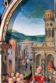 Memling, St Ursula Shrine, Arrival in Rome', Detail, 1489