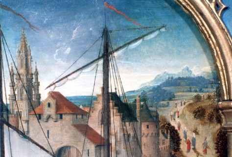 Memling, St Ursula Shrine, Departure from Basle', Detail, 1489