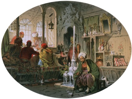 Ottoman Coffee House', 1858.Amadeo Preziosi