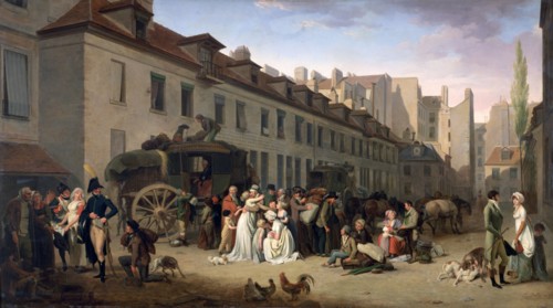 Boilly, L'arrivée d'une diligence dans la cour des messageries