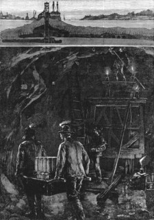 Sectional view of workings under East River, New York