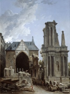 Hubert Robert [French Rococo Era Painter, 1733-1808] Demolition of the Church of Feuillants, 1805