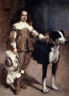 Anonyme, Portrait d'un bouffon avec son chien