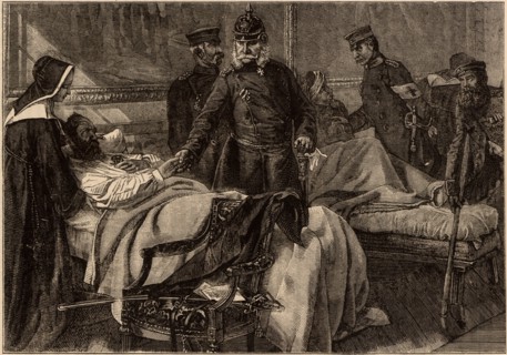 Guerre franco-allemande : Guillaume 1er rend visite aux soldats allemands blessés