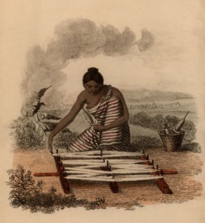 Indian woman winding cotton yarn