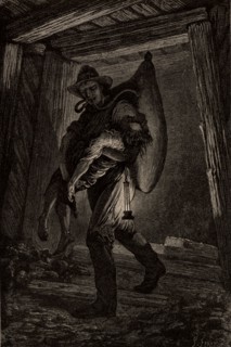 Sauvetage d'un mineur après un accident survenu dans une galerie, 1869