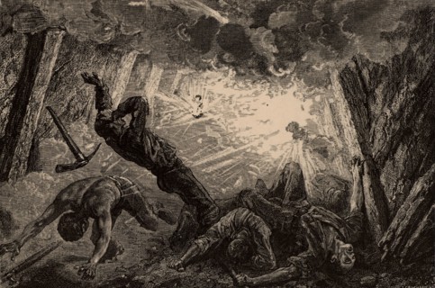 Explosion dans une mine, 1869