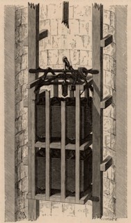 Fontaine's safety cage for mine shafts
