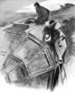 Bedford, encouraged by Cavour, enters their spacecraft for their journey to the Moon