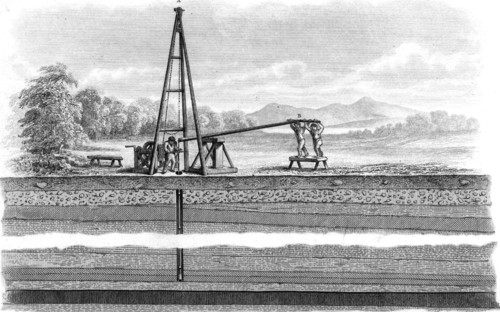 Sinking an exploratory bore hole using shearlegs