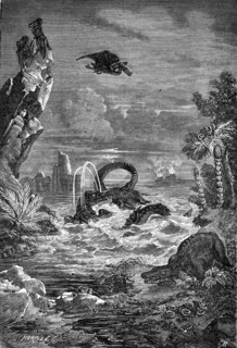 Imaginative reconstruction of the Earth during the time of the dinosaurs