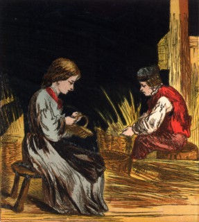 Blind basket maker and his daughter