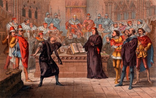 Portia, disguised as an advocate Balthazar, defends Antonio against Shylock's claim for a pound of flesh in settlement of his debt