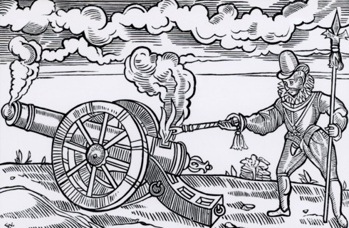 Master gunner firing a cannon
