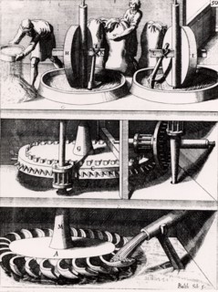 Corn mill powered by a horizontal water