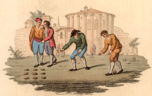 Youths playing Bumble Puppy