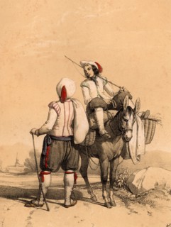 Two men meeting on the road near Tarbes