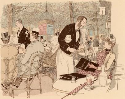 Taking refreshment on the terrace of a Parisian Café