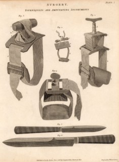 Knives and tourniquets used for amputation
