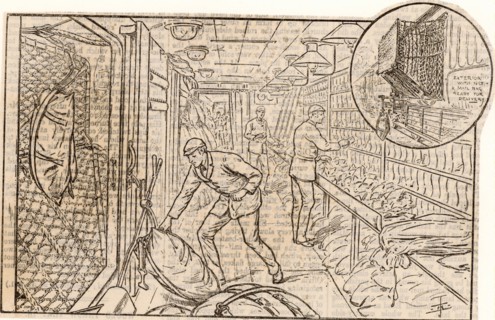 Interior view of one of the mail trains