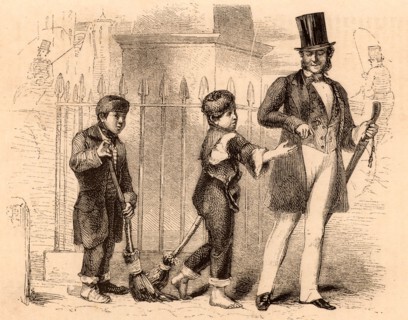 Boy crossing sweepers