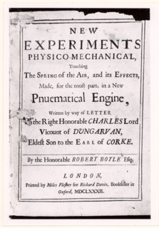 Page de titre de la troisième édition de "Expériences physico-mécaniques sur le ressort de l'air ", de Robert Boyle