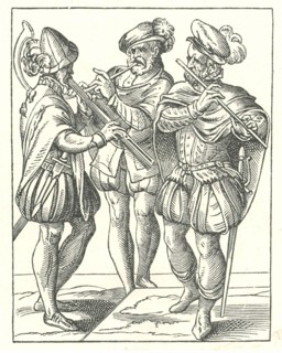 German musicians playing various wind instruments