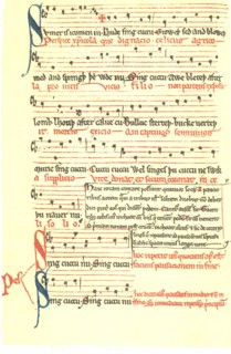 Facsimile of the traditional old Northumbrian round 'Sumer is icumen in'