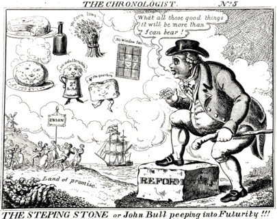 John Bull looking forward to the Land of Promise