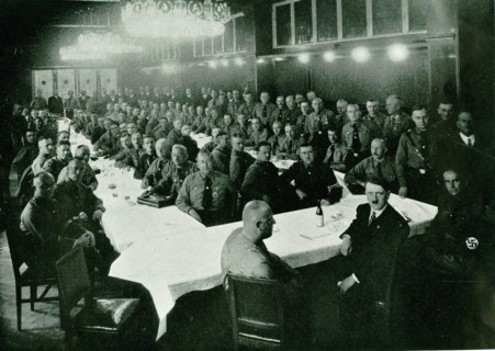 Adolph Hitler at a gathering of National Socialist Party