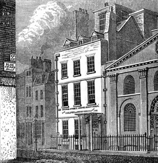 Isaac Newton's (1642-1727) house on corner of Orange and St Martin's Streets, London, as it