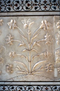 Marble carving of formalised lily, Taj Mahal