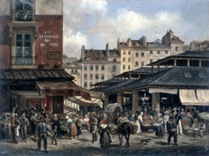 View of the Market of Les Halles': c1828